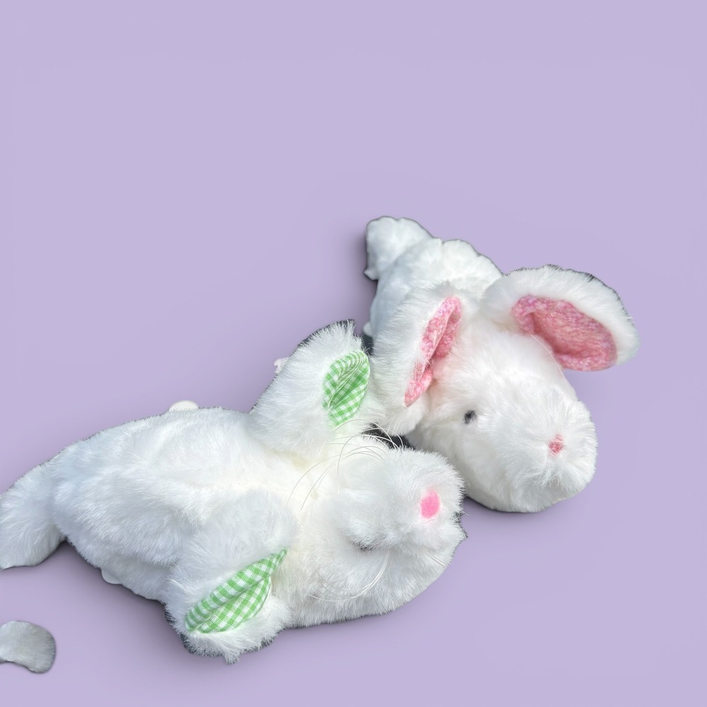 Vintage 1990 Mrs Noah Magic Mouse White Plush Long Tail Toy Set of 2 NWT